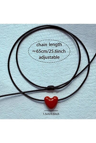 Choice A ZAKOL Korean Fashion Long Black Braided Cord Ceramic Heart Pendant N...