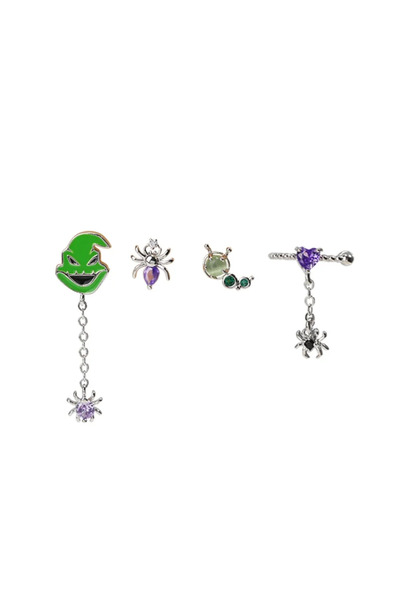 Choice silver color New Ins Punk Fashion Zircon Funny Cute Enamel Green Spide...