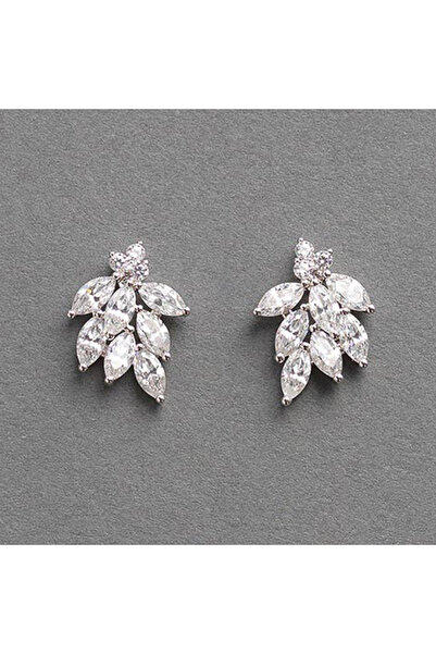 Choice E2942 Huitan Delicate Leaf Shaped Cubic Zirconia Stud Earrings for Wom...