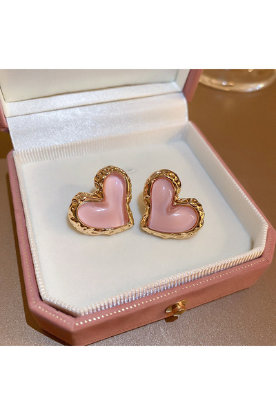 Choice pink Sweet Pink Love Heart Stud Earrings For Girls and Women Engagemen...