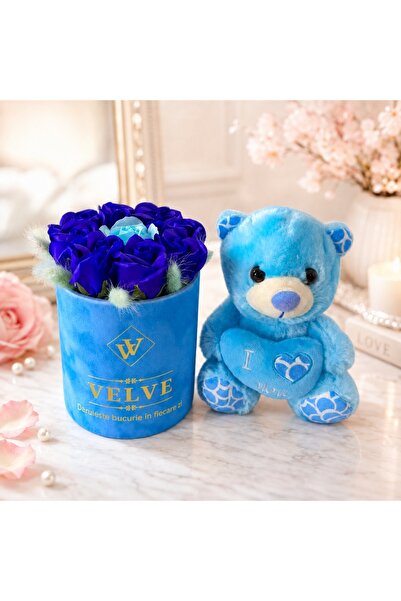 velve Pachet Drop of Love, ursulet plus 21cm si noua trandafiri sapun cu lagu...