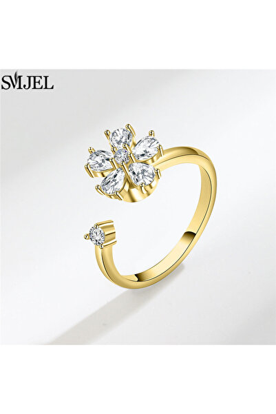 Choice1 resizable TJZ137 Luxury Rose Flower Rotating Anxiety Ring For Women S...