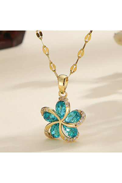 Choice 45cm cobalt violet DIEYURO 316L Stainless Steel Green Zircon Flowers P...