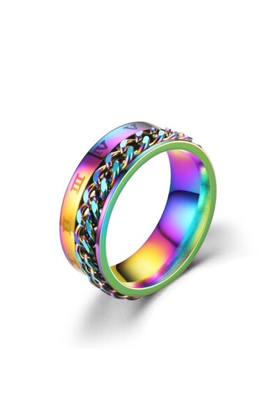 Choice 8 K Fashion 8mm Spinner Ring For Men Women Stainless Steel Cuban Chain...