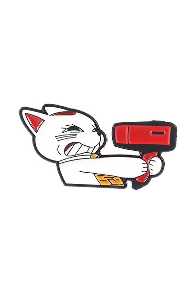 Choice7 QHXZ5918 Anime Turbo Granny Cat Enamel Pin Fierce Cat Holding A Red H...