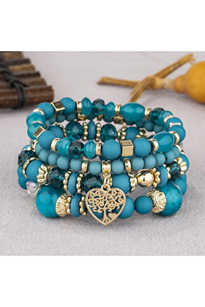 Choice 10 4Pcs Acrylic Beads Chain Bracelet Set For Women Tree Of Life Charm ...