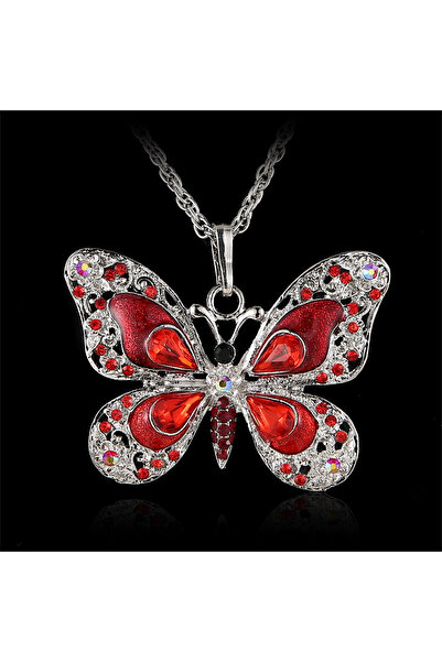 Choice W24761A01 Vintage Colorful Crystal Butterfly Pendant Necklace For Wome...