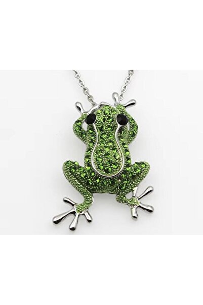 Choice Sliver Necklace ZAKOL Luxury Green Crystal Frog Brooch Animal Brooches...