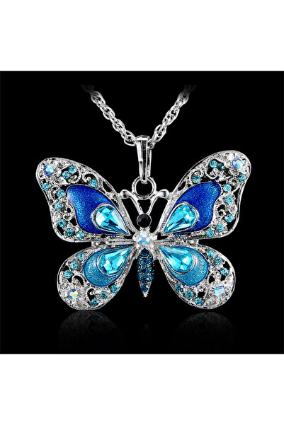 Choice W24761E01 Vintage Colorful Crystal Butterfly Pendant Necklace For Wome...