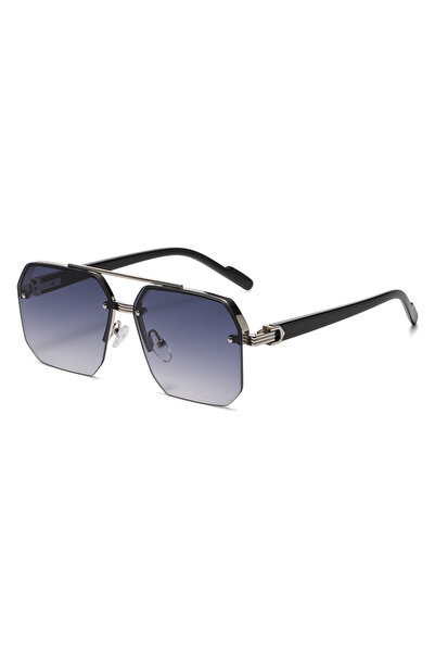 Choice silver gradient grey Men's Metal Sunglasses Square Half Frame Rice Nai...