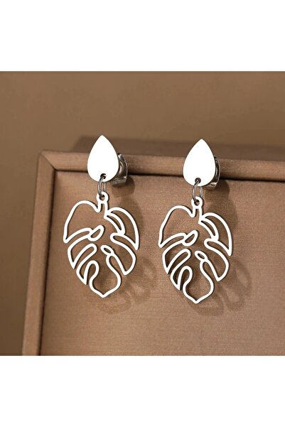 Choice AEH60266G Gold Color Metal Hallowout Leaves Drop Earrings Silver Color...