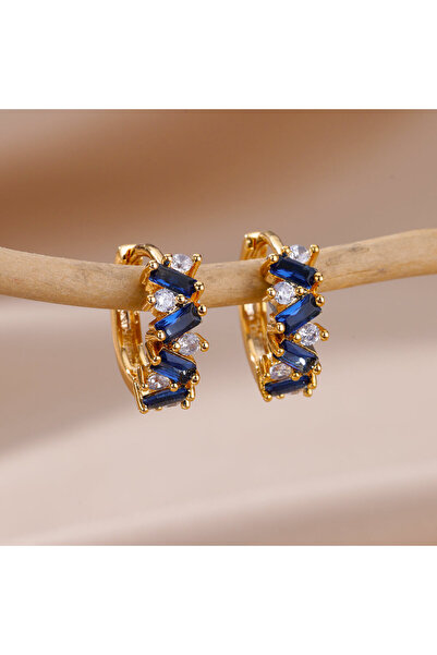 Choice E3438G-1 Colorful Cubic Zircon Hoop Earrings for Women Luxury Gold Col...