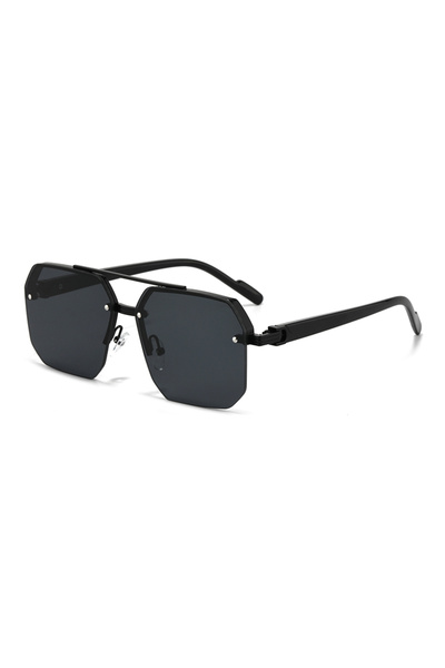 Choice black Oversize Retro Double Bridges Polygon Square Metal Men Sunglasse...