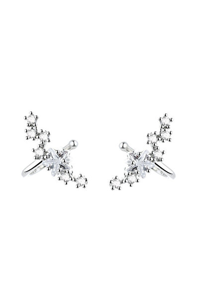 choice2 1Pair silver A Girl 1Pcs Stars Five-Pointed Star Zircon Earring Flowe...