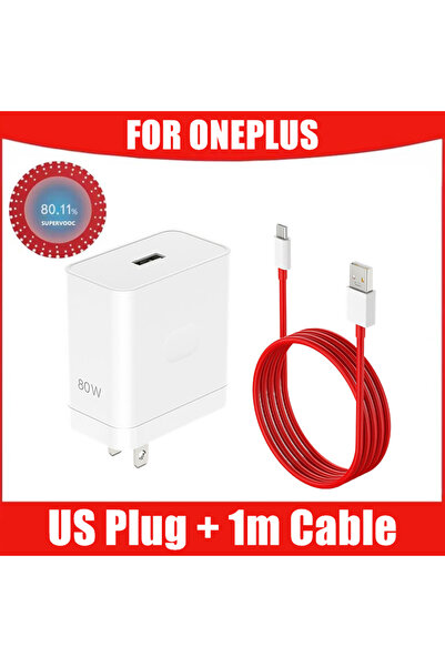 Choice US Plug - 1m Cable US Plug 80W SuperVOOC Fast Charger For 8 9 10 Pro 1...
