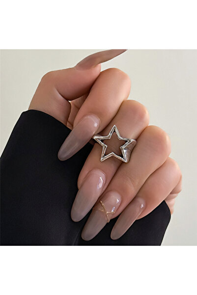 Choice Silver Color Vintage Punk Irregular Hollow Star Metal Open Rings for W...