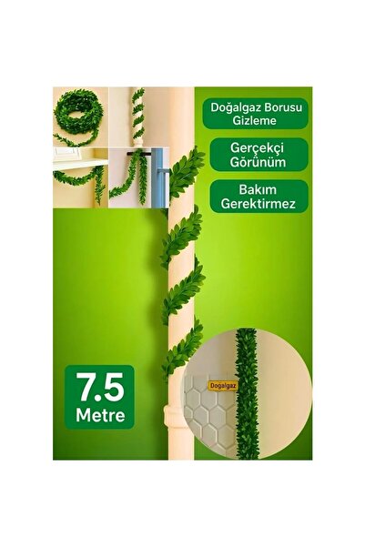 Genel Markalar 7.5 Metre Tel Yaprak Doğalgaz Borusu Süsü Şerit Yapay Taç Sarmaşık Çiçek Süs