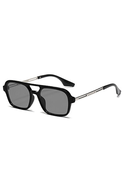 Choice3 black grey Double Bridge Square Frame Sunglasses Fashion New Retro Ca...