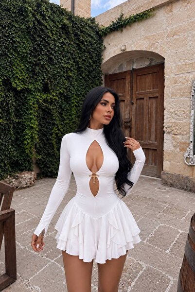 Tayt Factory Detaliu accesoriu Rochie mini evazată cu volane în straturi