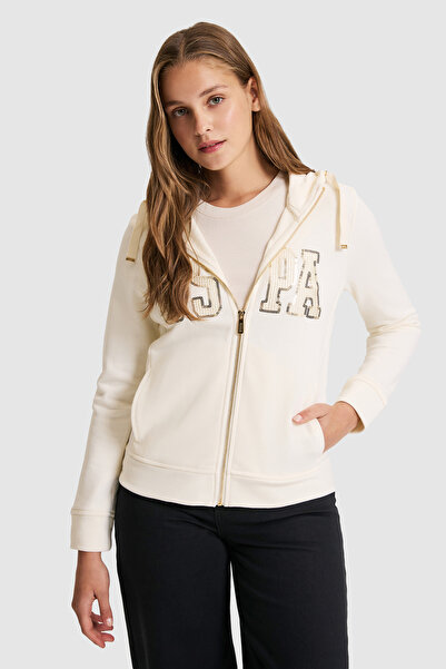 U.S. Polo Assn. Kadın Krem Basic Sweatshirt 50321806-VR256