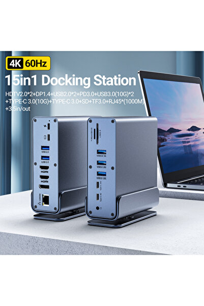 Choice 15 In 1 15 in 1 USB-C Docking Station 4K60Hz HDTV Type-C HUB Triple Mo...