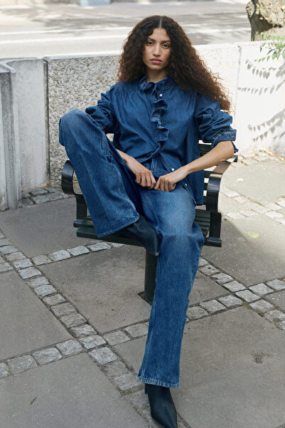 H&M Fırfırlı Kot Bluz