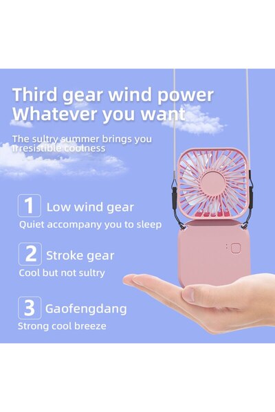 Choice Pink Summer Convenient Strap Mounted USB Rechargeable Small Fan Foldab...
