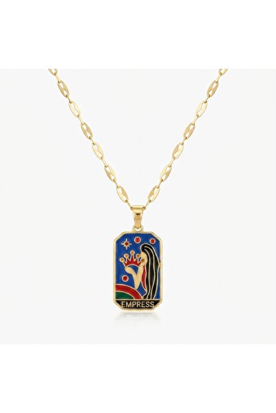 Siya Silver Anti-Tarnish Steel Necklace with Queen Figure - Empress Tarot Nec...