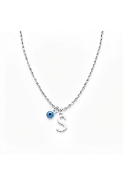 Siya Silver 316L Non Tarnish Steel Silver Color Evil Eye Beaded Long Twist Ch...