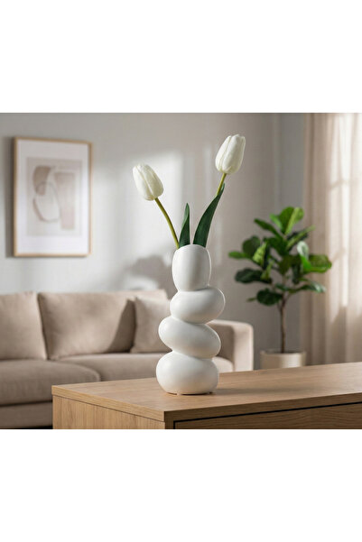 Mergen Art Mini dekoratif iskandinav tarzı bohem 18 cm çakıl taşı vazo