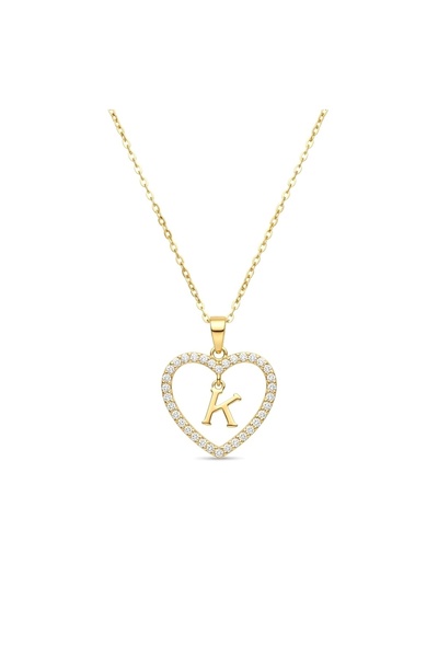 Siya Silver Zircon Stone Heart Letter Necklace - Gift Boxed