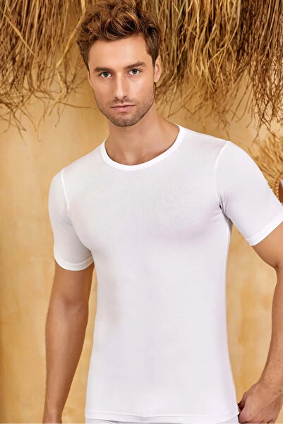 Berrak Men's Lycra Single Jersey Short Sleeve Crew Neck - Cotton - 1024 - White