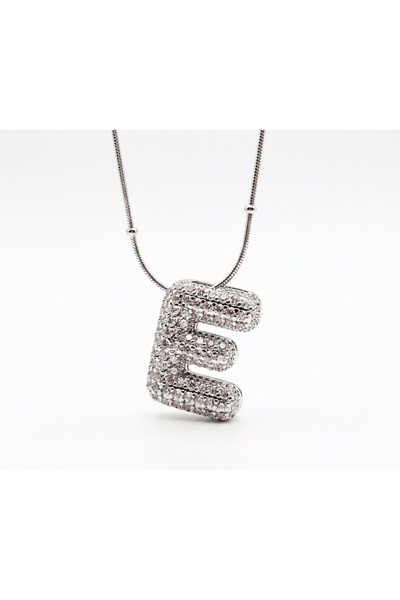 Siya Silver Non-Tarnish Steel Zircon Stone Balloon Necklace-Silver Color