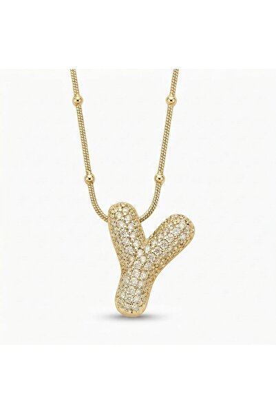 Siya Silver Gold Color Zircon Stone Letter Balloon Necklace