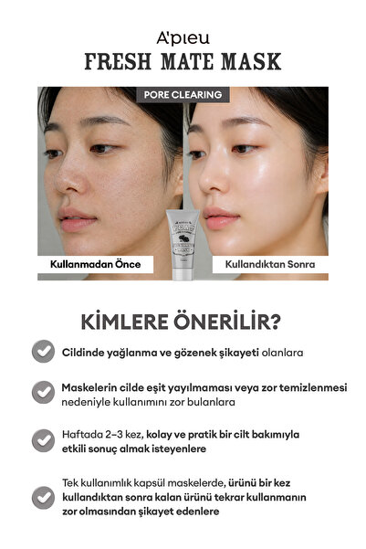 Missha Kil ve Kömür İçeren Gözenek Arındırıcı Kil Maskesi APIEU Fresh Mate Peat Mask (Pore Clearing)