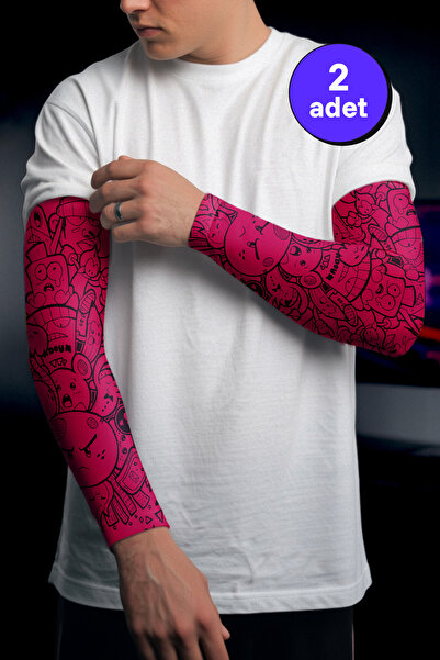 Doodle Çift Oyuncu Sporcu Kolluk Gamer Sleeve - Pembe