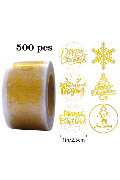 Choice3 H0629-03 500pcs 1 inch Round Transparent Merry Christmas Stickers Sel...