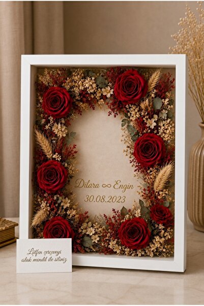 Verda Çerçeve Rama de design cu trandafiri adânci alb de 25x35 cm! Cutie cu t...
