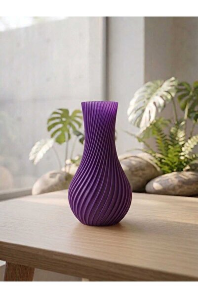 KENAR Dekoratif Vazo, 15 cm, 3D Baskı (Mor)