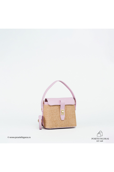 Posete Fagaras Poseta Linda - Piele Rafie - Roz-Candy, Geanta Rafie & Piele, ...