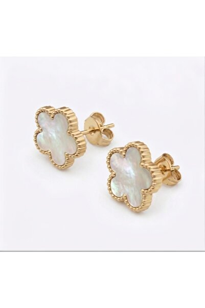 Siya Silver Non-Tarnish Steel Minimal Nail Model Clover Earrings - 1.3 cm 4 C...