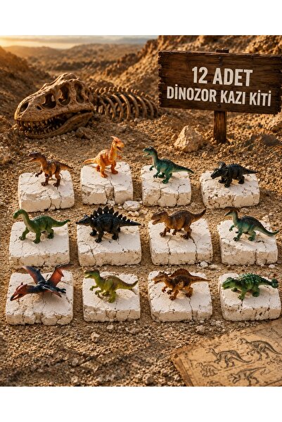 AZİZ OYUNCAK 12 ad dinozor arkeolojik kazı kiti oyuncağı dinazor serisi