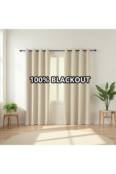 choice2 Grommet Top 2PC W93XH137CM Beige 2pcs 100% Blackout Curtains - Curtai...