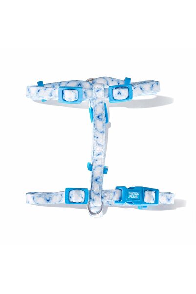 BloominBag Swissplus Urban Paws Blue Batic Recycled H-Type Dog Chest Harness-2Xs
