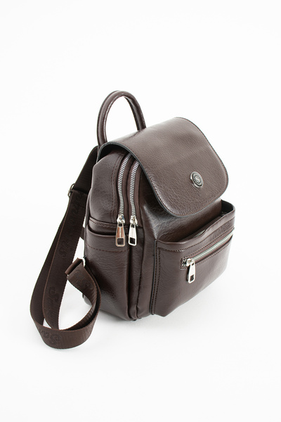 Sanmorris Women's Faux Leather, Medium Size, Multi-Compartment, Zippered, Stylish and Convenient Backpack, Brown