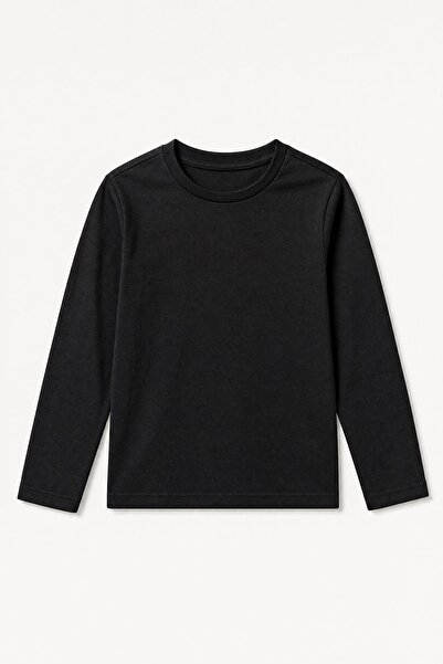 Perendi Tricou de bază cu mânecă lungă, unisex, 100% bumbac, pentru fete și b...