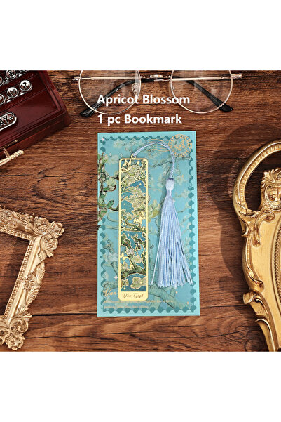 Choice Apricot Blossom 1 PC Retro Floral Painting Metal Bookmark Hollow Bronz...