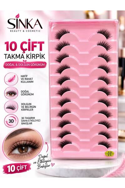 SİNKA 10 Çift Takma Kirpik Gerçek Doğal Görünüm Kirpik Seti S-04