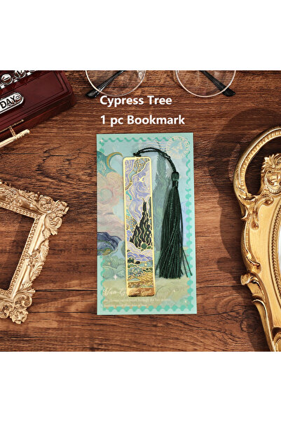 Choice Cypress Tree 1 PC Retro Floral Painting Metal Bookmark Hollow Bronzing...