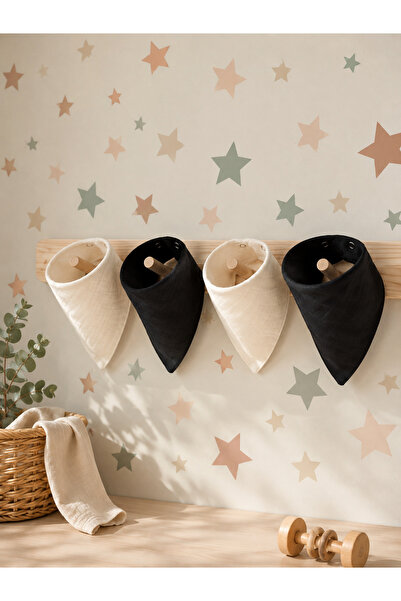 3Baby 4 Pieces Black Cream 100% Organic Cotton Double Layer Muslin Baby Scarf...